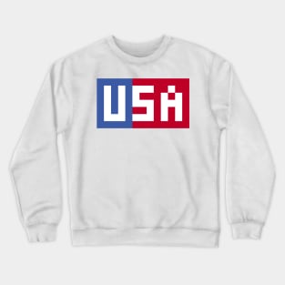 Pixel USA White Letters on Red and Blue Crewneck Sweatshirt